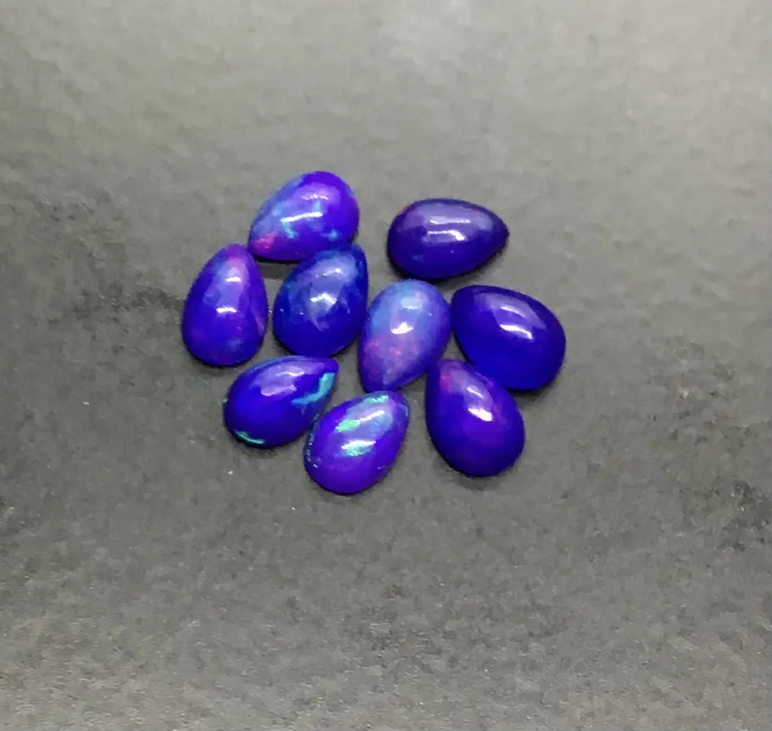 Puro opale etiopiano blu fuoco 12x16mm pera a schiena piatta Cabochon sfusa pietra e fuoco gioco di colore opale per la creazione di gioielli
