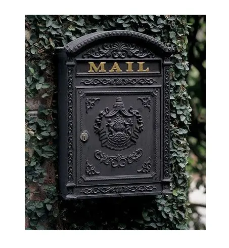 กล่องจดหมายแขวนผนังตกแต่งสวนสำเร็จรูป,กล่องไปรษณีย์เหล็กชุบสังกะสีสำหรับตกแต่งผนังสีดำ