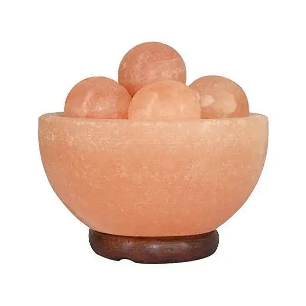 Ball Sphere Globe Himalayan Natural Salt Lamps Complete Package Electric Cord And Bulb Organic Material And Wooden Base