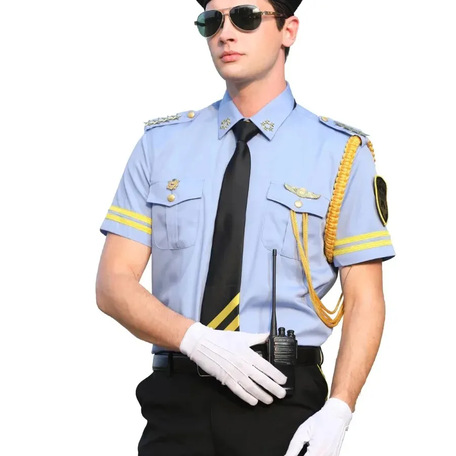 Capitaine Air Crew Shirt Uniform Airline Company Chemises à manches courtes Costumes Capitaine Pilote Performance Costumes Uniforme de sécurité