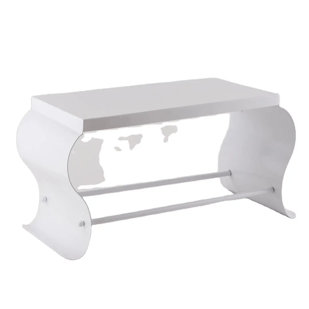 현대 디자인 간단한 흰색 테이블 홈 더블 화이트 직사각형 모양의 금속 프레임 커피 테이블 거실