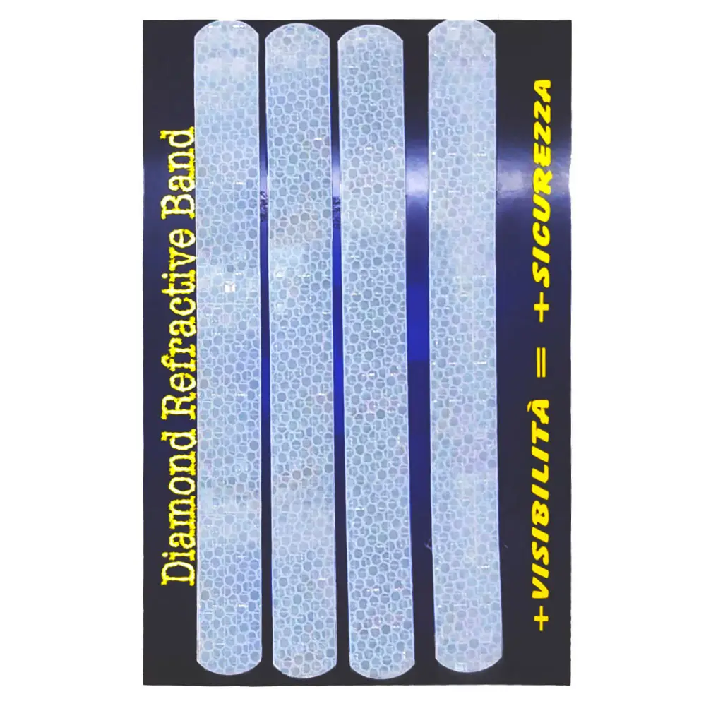 Tiras adhesivas reflectantes blancas refractivas de diamante de alta visibilidad-4 piezas 2x24cm para mejorar la seguridad del ciclista