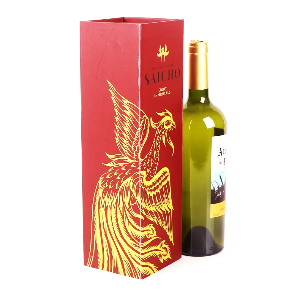 Deluxe custom printed whisky paper packaging gift box Foldable kraft paper wine packaging box for easy transportation