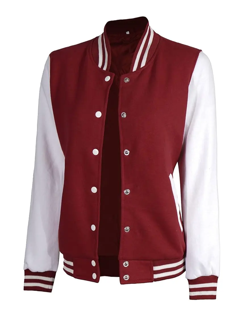 Nova jaqueta do time do colégio elegante e elegante para meninas, jaqueta de beisebol bomber respirável do time do colégio para mulheres