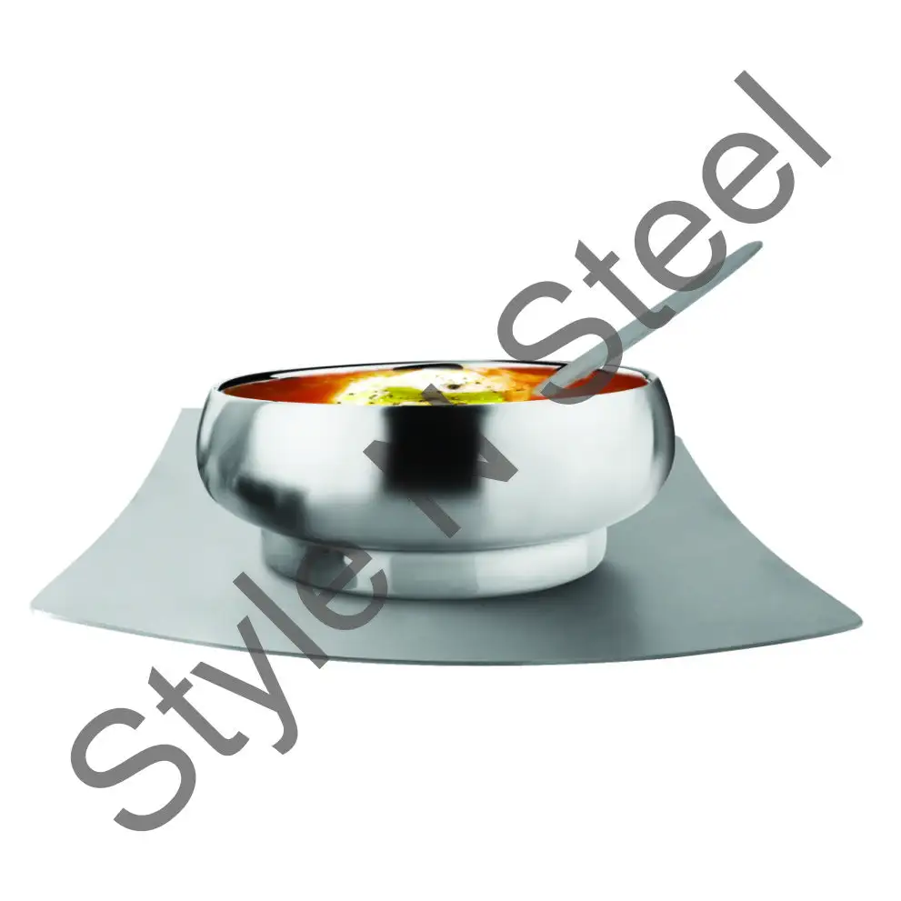 Tazón de sopa de acero inoxidable con firma, color plateado, para el hogar y restaurante, precio al por mayor