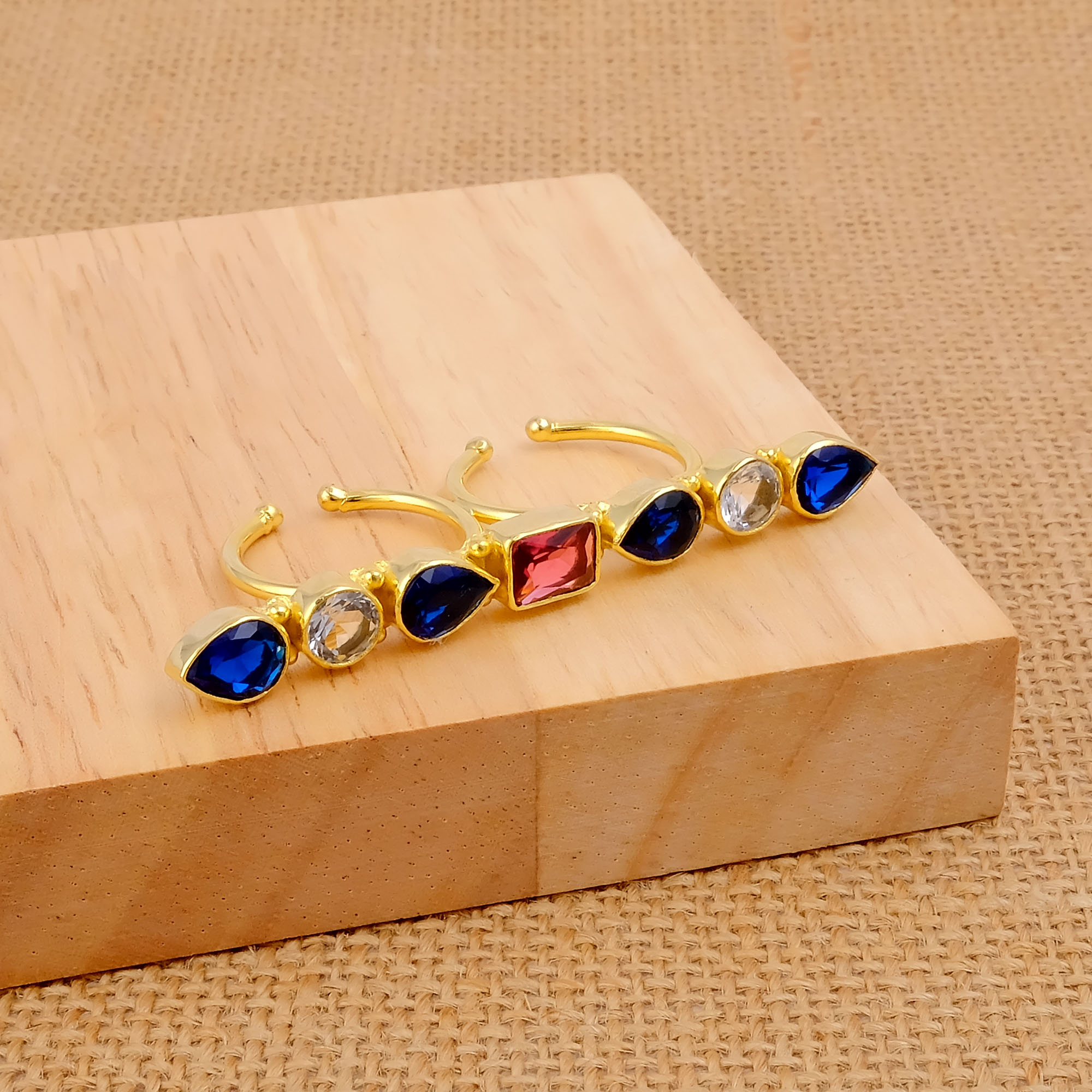 Iolite, quartz clair et quartz hydro rose fuchsia