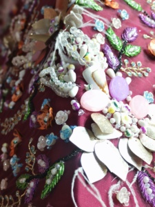 ドレス用3Dハンドビーズ刺繍入りネット生地高級プリントレースコットン