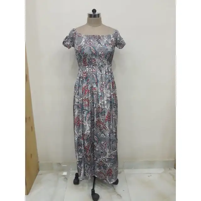 Abito A forma di bobina A prezzi bassi stile bohémien Casual A linea lungo lungo Maxi spacco laterale maxi abito da Resort in seta Maxi abito di moda estiva