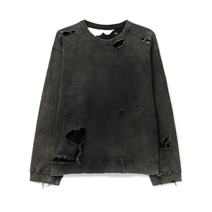 Kazak üzerinde düzensiz çökmek tahrip Sweatshirt ağır stres ve göğüs yüksek <span class=keywords><strong>Quali</strong></span> logo grafik boyunca solma