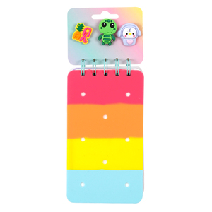 Dijes de diario de silicona a rayas caprichosas, cuaderno Flexible de fácil limpieza, notas escolares en espiral juguetonas, Mini estilo creativo DIY - Product Image 4