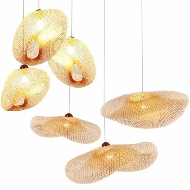 Лидер продаж, 2023 высококачественный бамбуковый абажур премиум-класса, абстрактная подвеска, светильник из ротанга, Высококачественная бамбуковая лампа