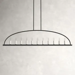 Yeni tasarım avize mat siyah Living nik aydınlatma armatürü Vintage 8 işık sarkıt aydınlatma oturma yemek odası ve mutfak için - Product Image 6