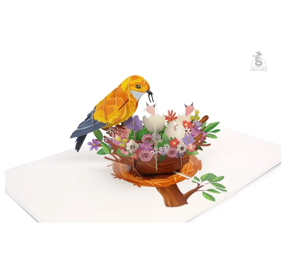 Elegante producto superior Bird Nest Pop Up Card Hecho en Vietnam Alta calidad Precio barato Animal Card artesanía