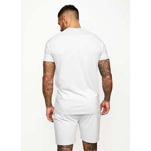 גברים בסיסיים נושם 100% <span class=keywords><strong>twinset</strong></span> לבנה מסורק כותנה מתאים שרוולים קצרים הצוות חולצת טריקו מכנסיים סט <span class=keywords><strong>2025</strong></span>