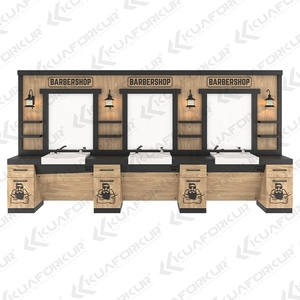 厂家直销批发现代三块理发镜站可定制颜色带Logo沙龙商场用 - Product Image 5