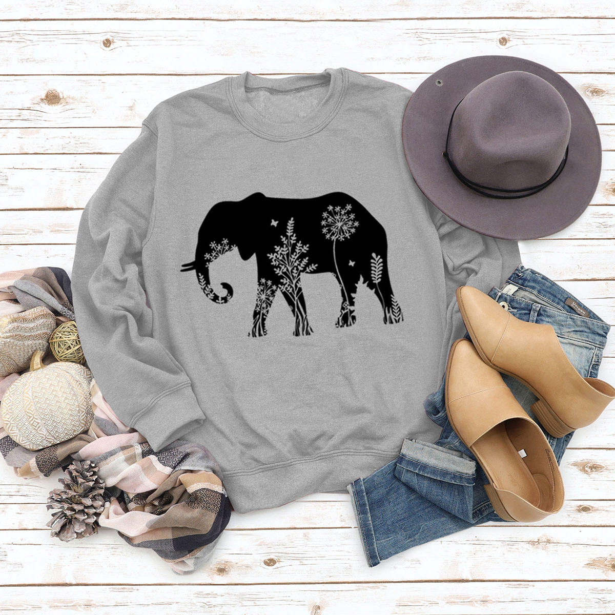 Gray sweatshirt (black font)