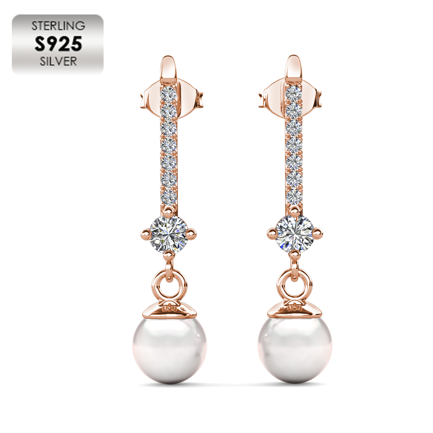 925 Silver 18K Rose Gold Plated Ladies Earrings