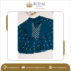 Elegant <strong>Design</strong> Premium and Luxury Designer Kids Ethnic Wear Colorful Frill <strong>Ghagra</strong> Choli Lehenga -Blouse with Dupatta - Product Image 2