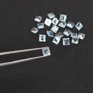 天然ブラジリアンアクアマリン3.5x3.5mmスクエアカット4.80Cts21個宝石作り用ジェムストーンロット