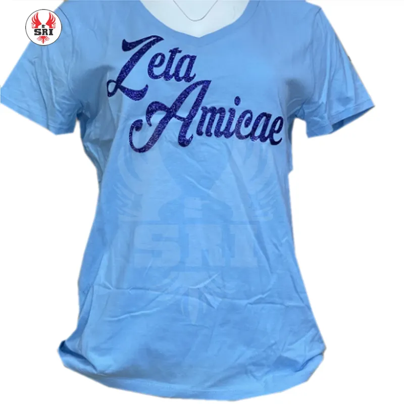 Zeta Amicae sorority yüceltilmiş kadın T-Shirt | Zeta Phi Beta Amicae Sorority İşlemeli bayan özelleştirilmiş Tee