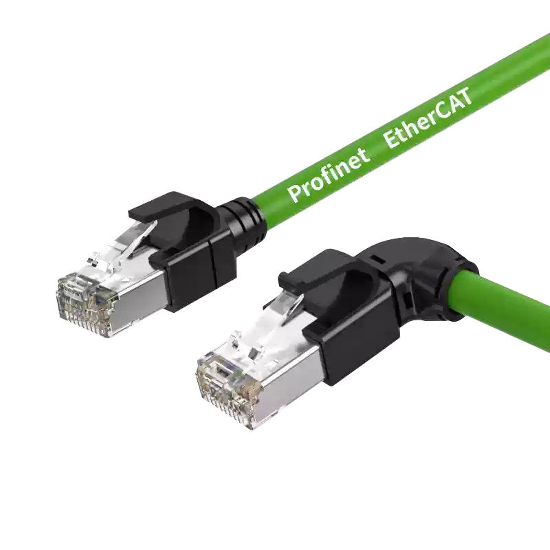 Green cat6a plug to angled plug
