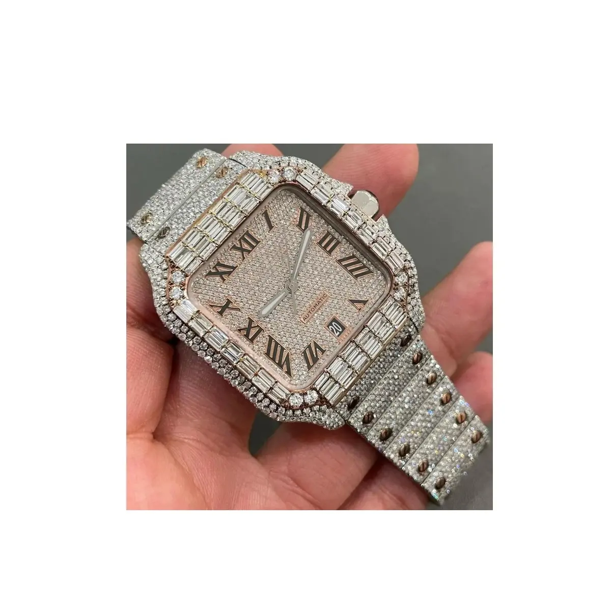 Nueva colección Moissanite Diamond Watch con elegante reloj inteligente para hombres disponible en cantidad a granel