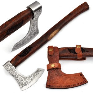 Handmade Custom Viking <strong>Bearded</strong> Battle Axe with Etching Blade Wooden Handle DIY Industrial Gift for Father and Friends - Product Image 1