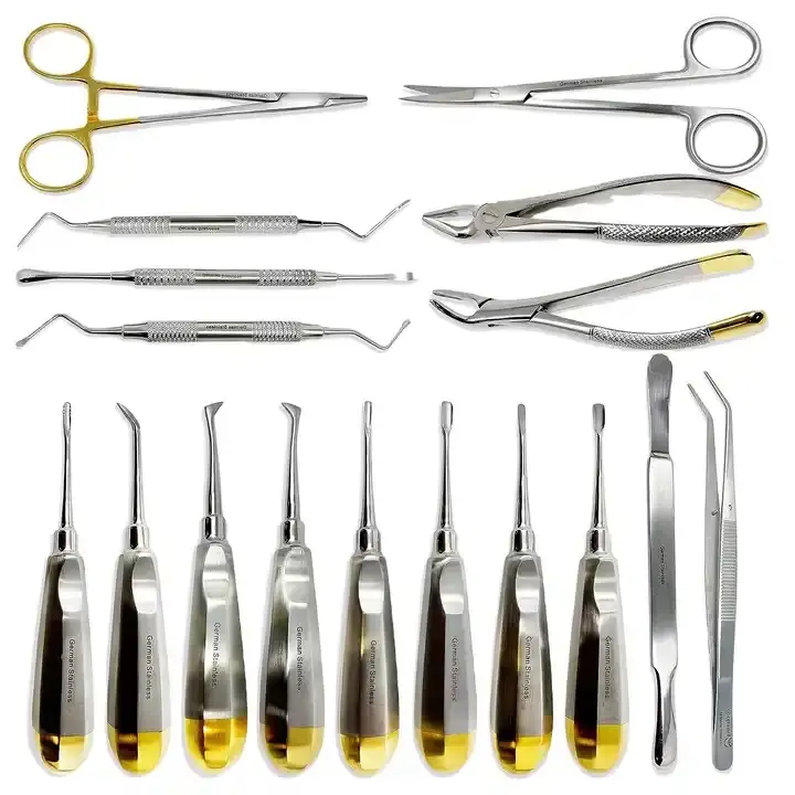 Set Kit instrumen Forceps Jerman Set baru isi 17 buah setiap operasi gigi Oral ekstraktor Lift