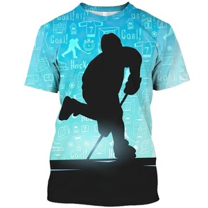 3Dการพิมพ์ฮอกกี้กราฟิกเสื้อยืดสําหรับชายแขนสั้นสบายๆกีฬาTee Tops Casualขนาดใหญ่ผู้ชายเสื้อยืดStreetwearเสื้อผ้า