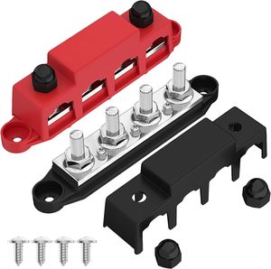 250A 12V Bus Bar 3/8&quot; Power Distribution Block 4 Studs Junction Block Automotive Marine Battery <strong>Busbar</strong> Terminal Block - Product Image 1
