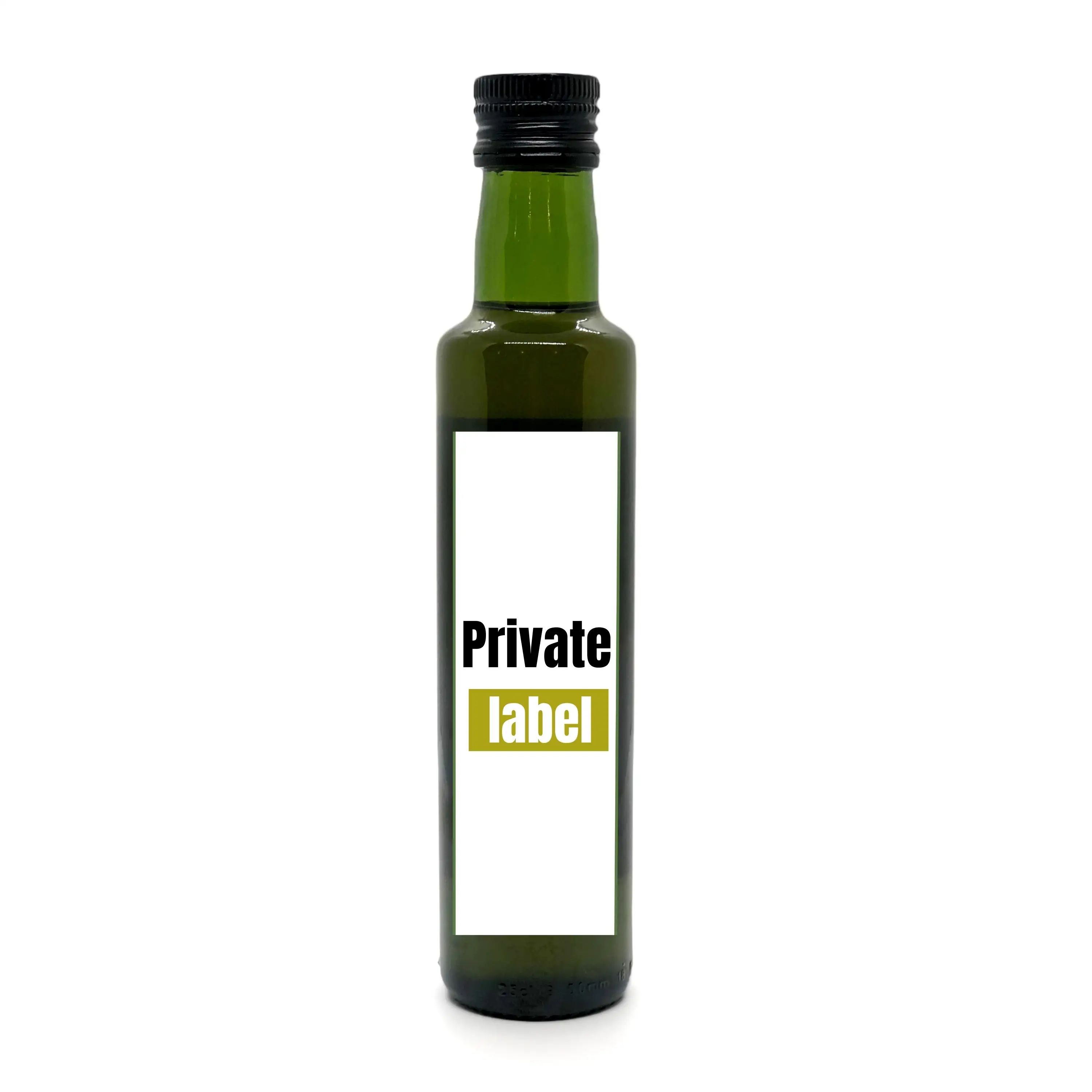 Etiqueta privada extra virgin azeite 250ml vidro dorica garrafa verde, primeira prensa fria feita no azeite espanha
