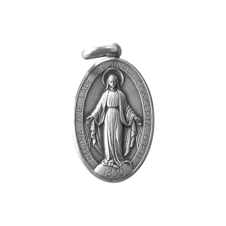 Collier de médaille vierge de la sainte marie, pas cher, personnalisé, bijoux catholique miraculeux, Antique, argent, métal, médaille vierge