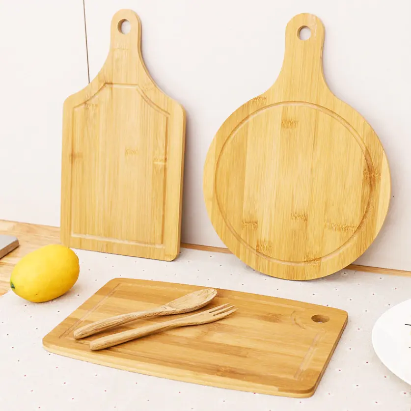 Placa de bambu para cozinha, 100% materiais naturais, servidor de alimentos, corte, de alta qualidade no vietnã