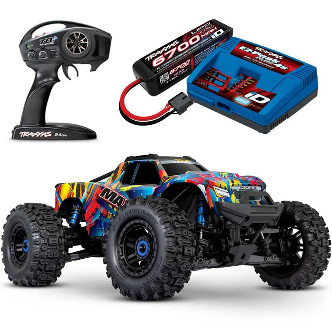 Vente chaude Authentique Traxas Maxx WideMaxx 1/10 Brushless RTR 4WD Monster Truck w/TQi 2.4GHz Radio & TSM Avec Pièces Complètes