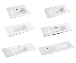 Factory Table Counter Top Rectangular Inset Vessel Large <strong>Overflow</strong> White Ceramic Bathroom Cabinet <strong>Sink</strong> - Product Image 1