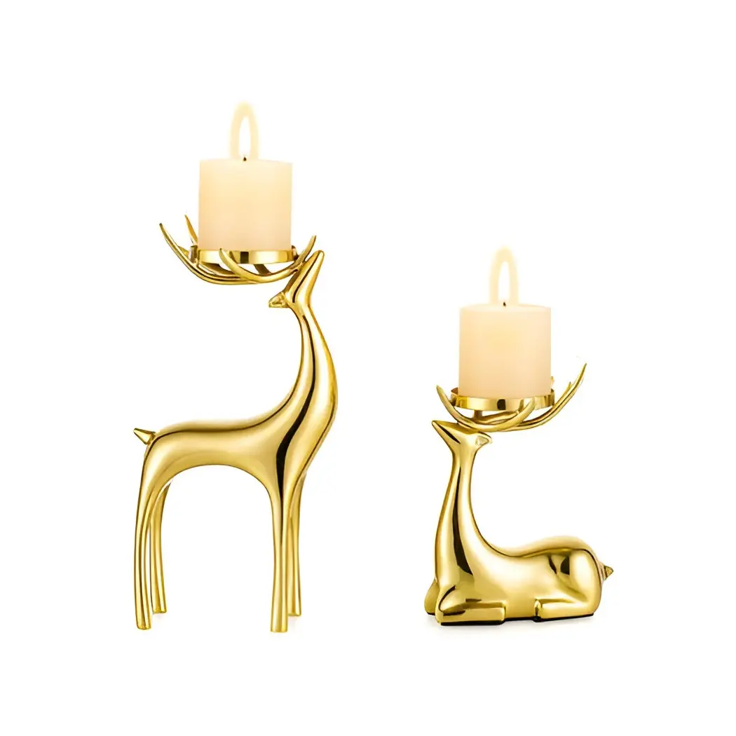 Best Selling Home Wedding Decorative Candle Holder With High Quality Gold Finishing With Reindeer Shaped Candle Stand