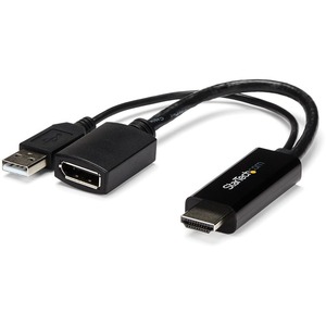 HDMI <strong>to</strong> DisplayPort Adapter - 4K 30Hz - HDMI <strong>to</strong> DisplayPort Converter - Compact HDMI <strong>to</strong> DP Adapter - <strong>USB</strong>-Powered - Product Image 1