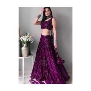 結婚式の機能に最適ブルーカラーデザイナーシーケンス刺繍作品Lehenga choli結婚式の機能 - Product Image 6