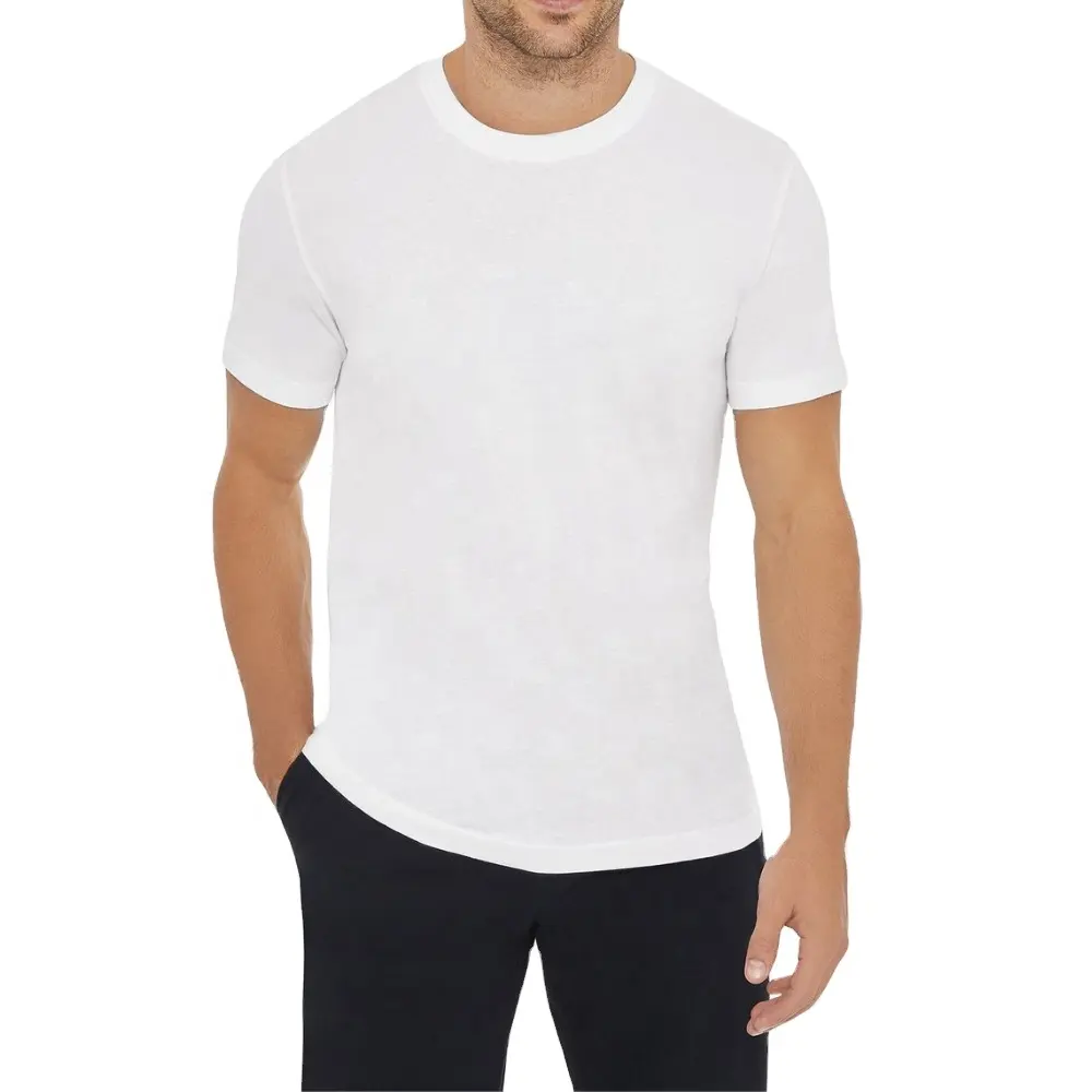 Export orientiertes einfarbiges Basic White T-Shirt mit benutzer definiertem Logo Großhandel aus Bangladesch