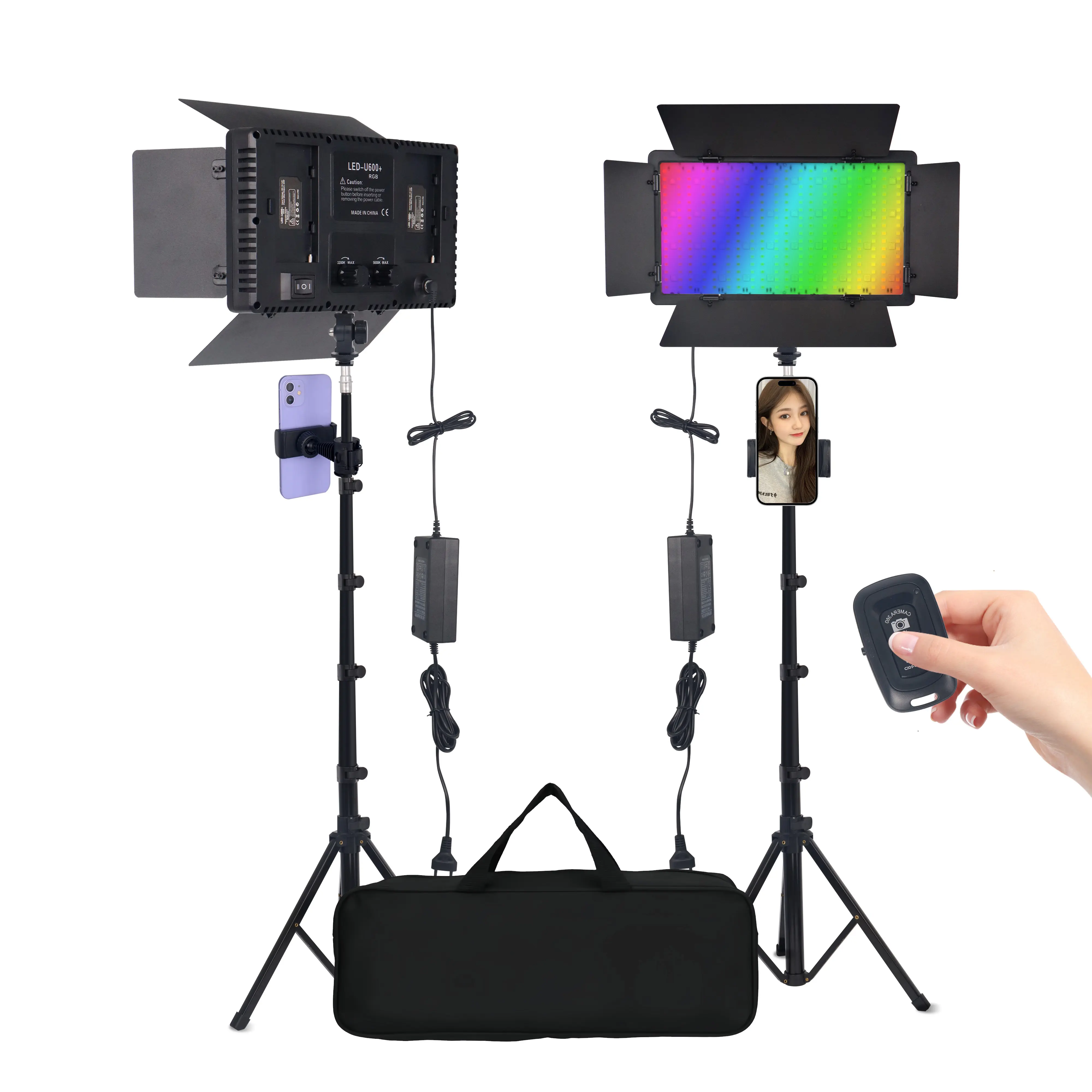 U600 çanta ile LED RGB video işığı cep telefonu klip profesyonel fotoğraf video işığı stüdyo makyaj fotoğraf halka ışık