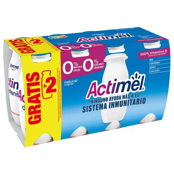 Compra Danone Actimel Nature, bebida de yogur 6x100ml-Danone Actimel Leche Fermentada con sabor a fresa Producto 1.5% 100g