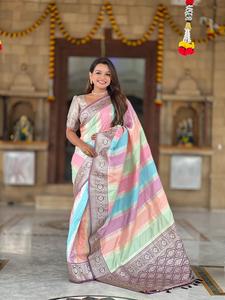 マルチカラーbanarasiシルクサリーコルカタのサプライヤー - Product Image 3