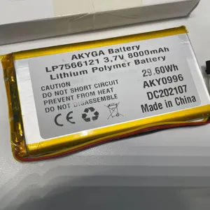 Polymer Lithium-Ion Battery AKYGA LP7566121 Rechargeable Batteries - Nominal Voltage 3.7V, Nominal Capacity 8000mAh