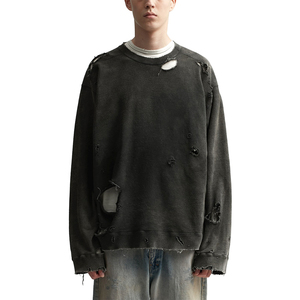 Kazak üzerinde düzensiz çökmek tahrip Sweatshirt ağır stres ve göğüs yüksek <span class=keywords><strong>Quali</strong></span> logo grafik boyunca solma