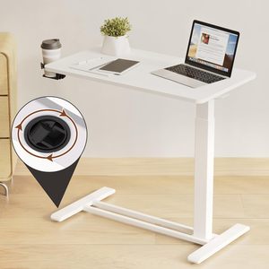 AJUNION Escritorio de pie en forma de C Cena de hospital Mesa de centro Ahorro de espacio Altura ajustable Estación de trabajo de computadora pequeña móvil - Product Image 5