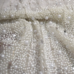 Neueste Kollektion Handmade Perlen Stoff für Frauen Party und Brautkleider Besticktes Muster für Mädchen - Product Image 4