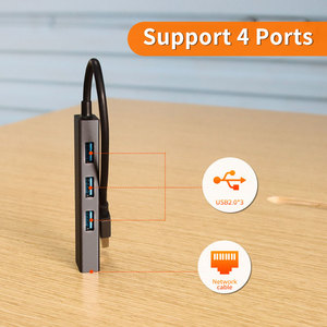 FIDECOラップトップPCコンピューターUSB-A 3.0からUSB3.0 * 34ポートイーサネットスプリッター/USB LANポートアダプターUSBハブ - Product Image 5