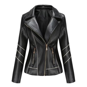 2025皮夹克女薄PU短外套春秋摩托车服新款优质皮革廉价奢华夹克 - Product Image 3