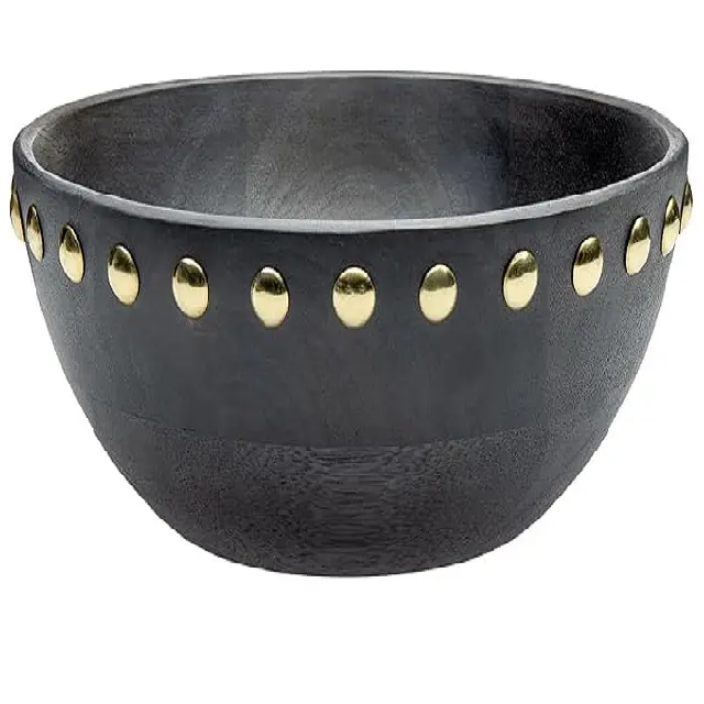 Wholesale Wooden Black Metal and Wood Bowl for Snacks and Fruits handmade bowl for food