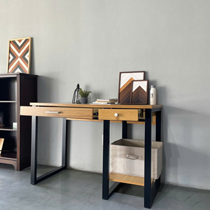 Home Office Writing <strong>Desk</strong> with 2 Drawers Makeup Vanity Console Table <strong>Simple</strong> Style PC Table with Metal Frame Study <strong>Computer</strong> <strong>Desk</strong> - Product Image 3